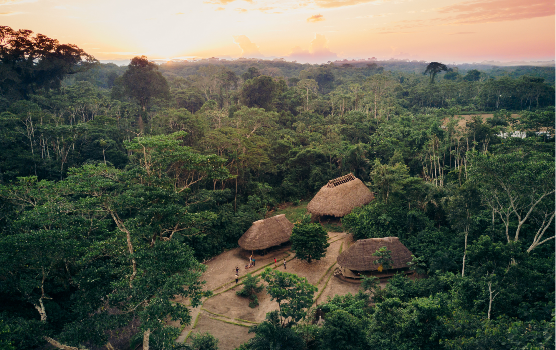 Photo credit: Kapawi Ecolodge Aerial view of an Indigenous community in the Ecuadorian Amazon