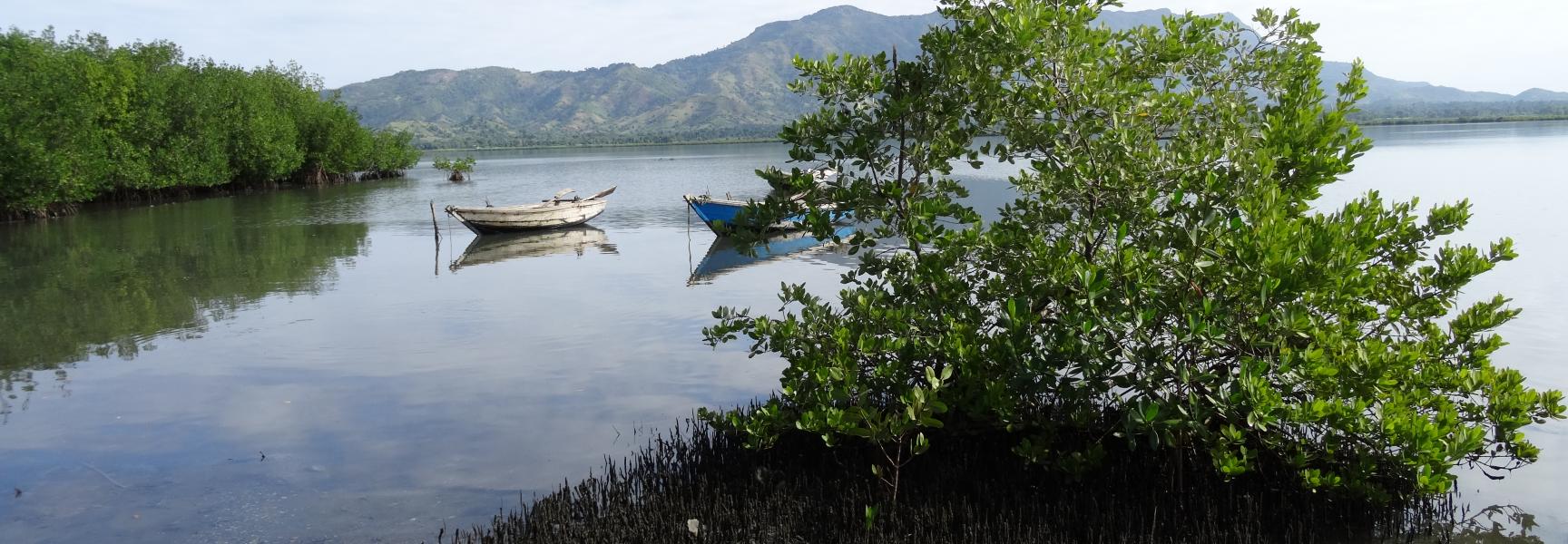 Water and hills landscape Haiti